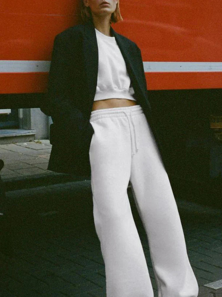 Merel Ensemble Confort Femme – Ensemble Deux Pièces avec Crop Top & Pantalon pour un Style Décontracté et un Confort Absolu