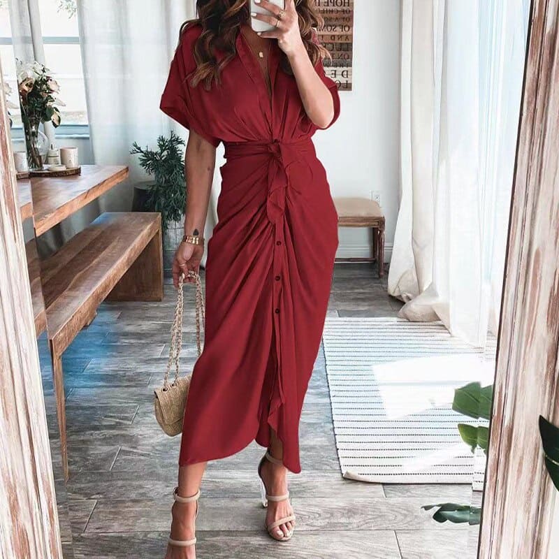 Robe de Soirée Femme Julia – Robe Longue Élégante en Polyester Aéré avec Détails Tendance