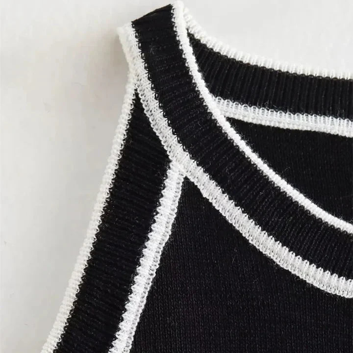 Haut femme Sophie – Haut noir et blanc à coupe classique et allure élégante