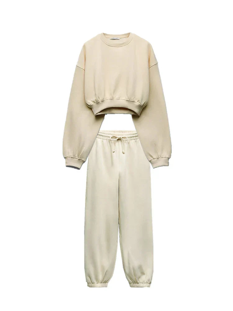 Merel Ensemble Confort Femme – Ensemble Deux Pièces avec Crop Top & Pantalon pour un Style Décontracté et un Confort Absolu