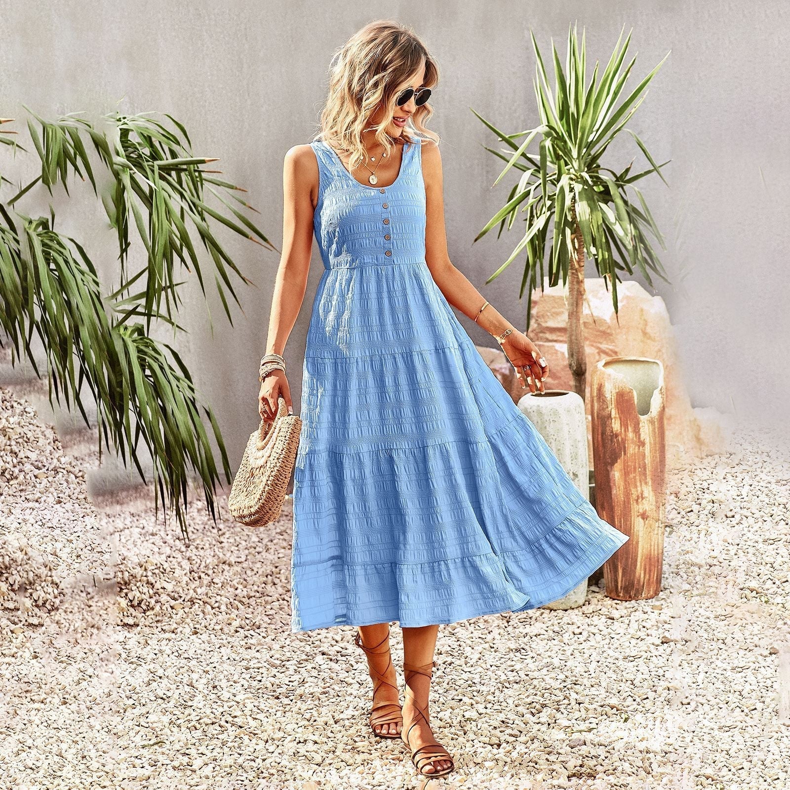 Abito estivo bohémien da donna Isla - Abito lungo e ampio con dettagli fatti a mano e look femminile