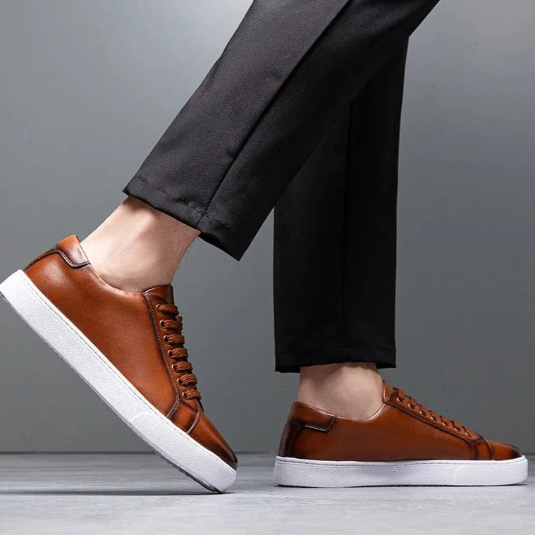 David Baskets en Cuir pour Homme – Baskets Élégantes en Cuir Véritable avec Semelle Confortable & Design Intemporel