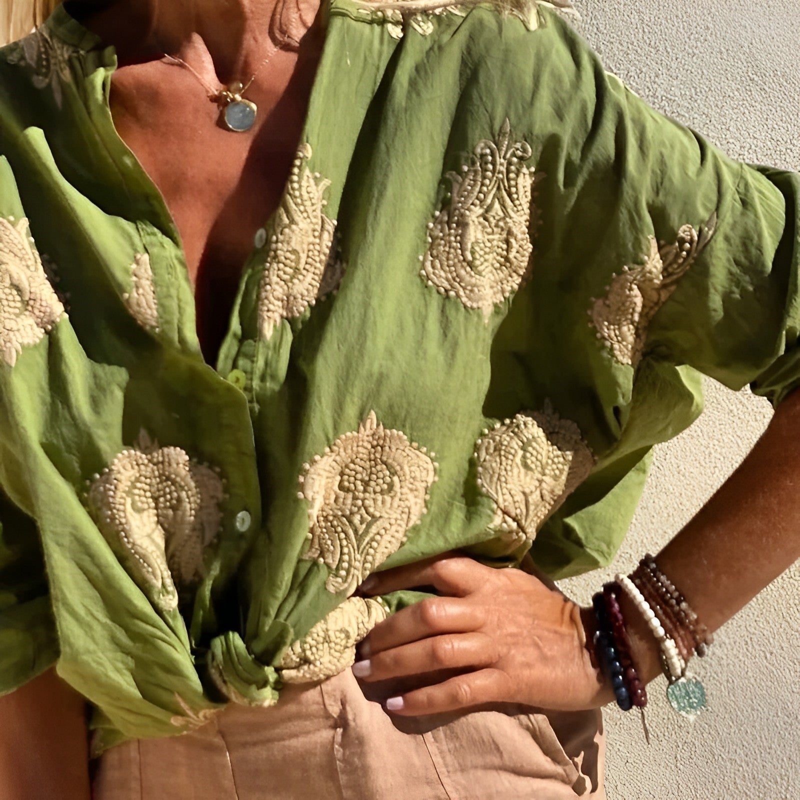 Camicetta bohémien da donna Agnes - Top estivo leggero con vestibilità rilassata e stile bohémien femminile
