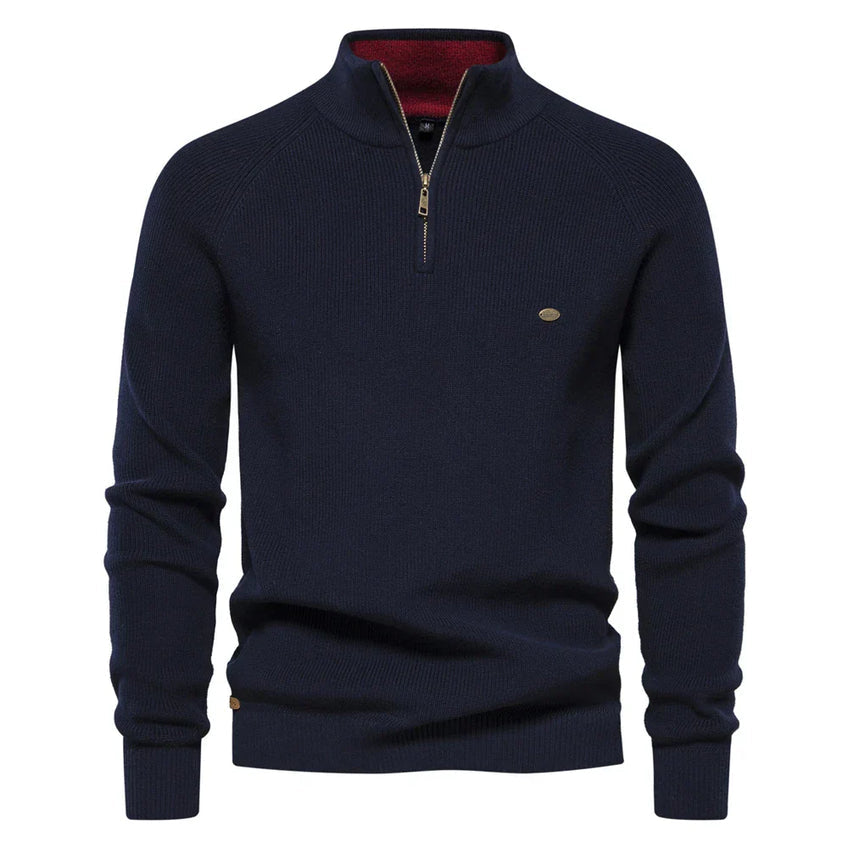 Maglione da uomo Axel in maglia: collo con cerniera, vestibilità regolare e stile elegante per le giornate fresche