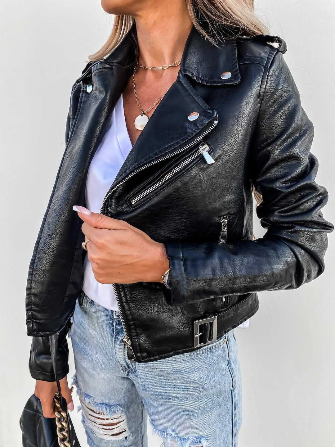 Maxine Veste Femme – Veste en Cuir Élégante & Intemporelle au Style Chic Moderne