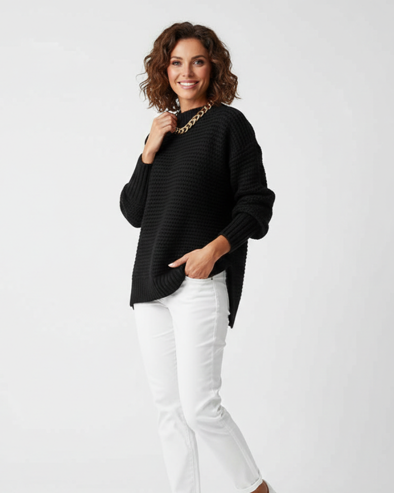 Γυναικείο Πουλόβερ Τρις με Ψηλό Γιακά – Μαλακό Πλεκτό, Φαρδιά Γραμμή & Άνεση Χειμώνα