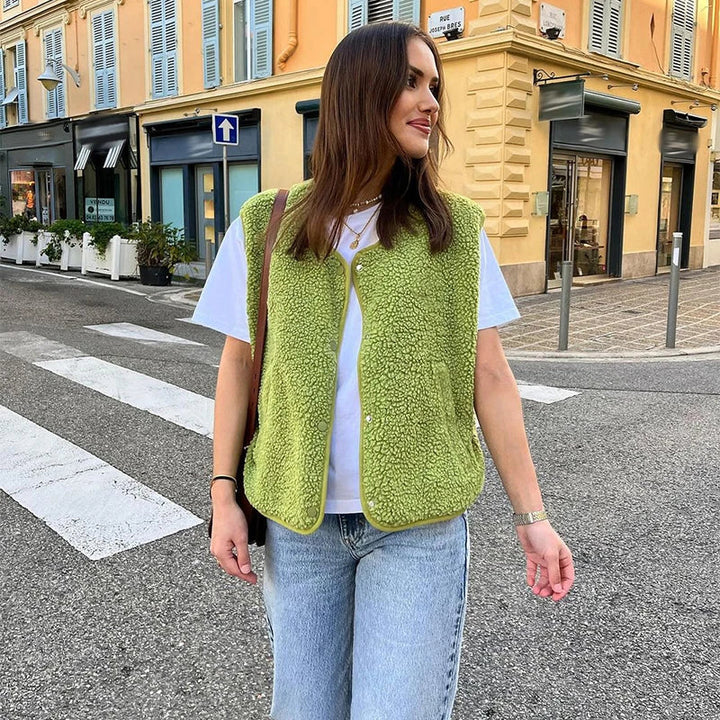 Eveline Gilet Teddy pour Femme – Veste Tendance et Cintrée pour Toutes les Occasions