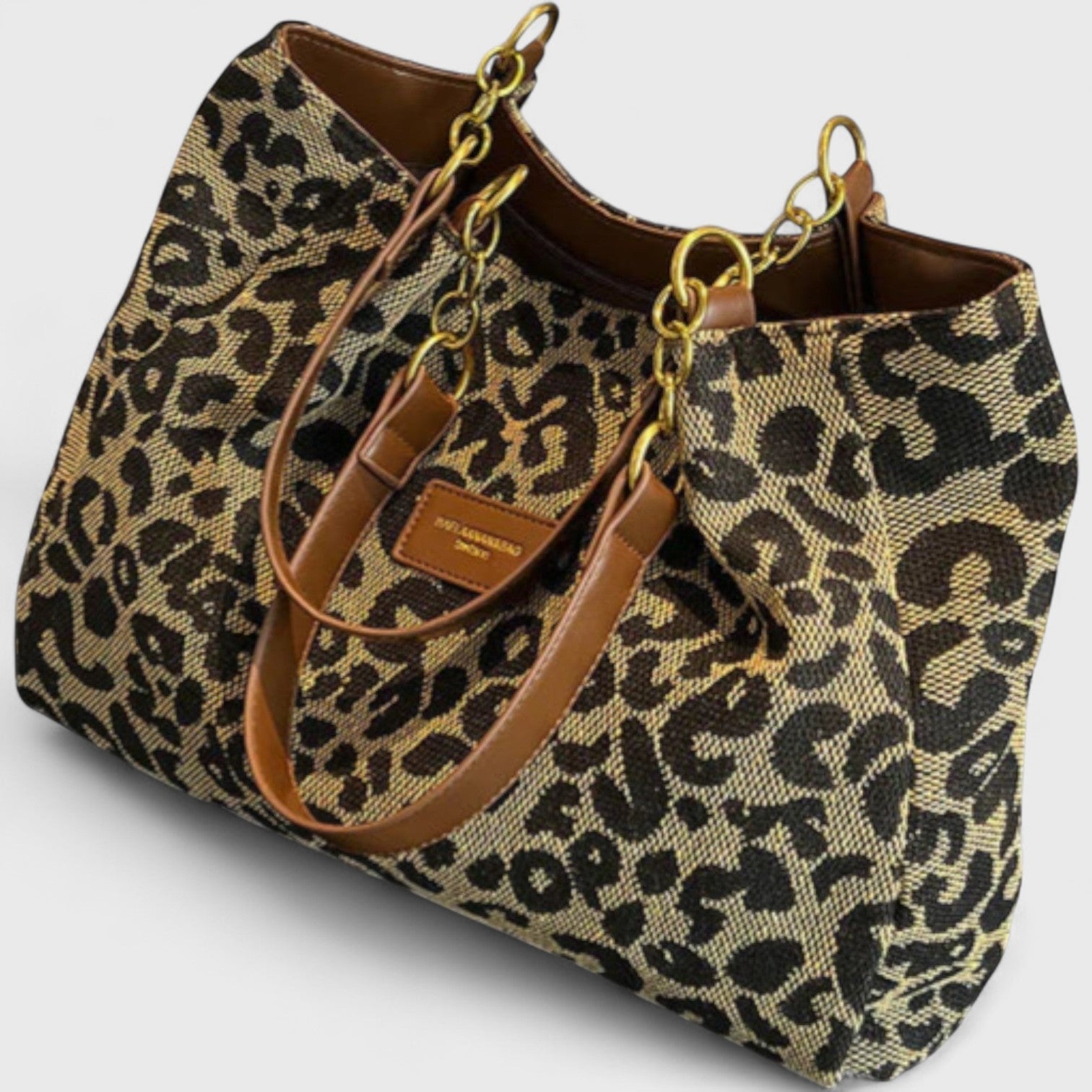 Kailany Sac Shopping Femme en Toile – Grand Format Leopard cu Mânere & Bandoulière Ajustabilă