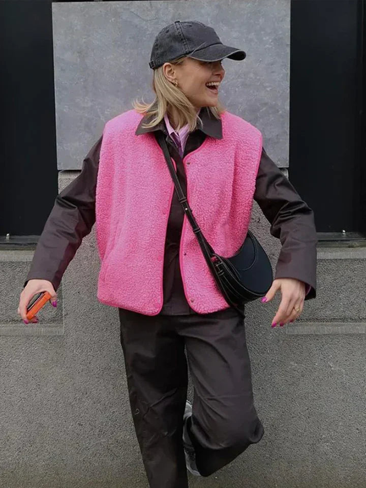 Eveline Gilet Teddy pour Femme – Veste Tendance et Cintrée pour Toutes les Occasions