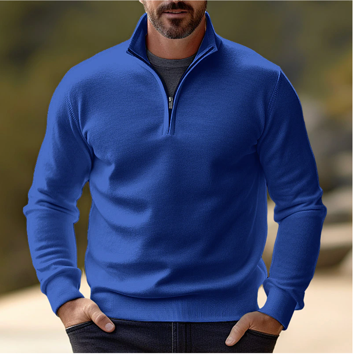 Maglione da uomo Shawn: elegante e comodo maglione con mezza zip, dallo stile moderno e versatile