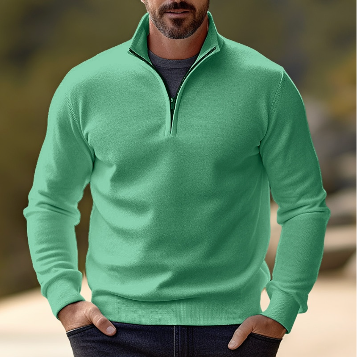 Maglione da uomo Shawn: elegante e comodo maglione con mezza zip, dallo stile moderno e versatile