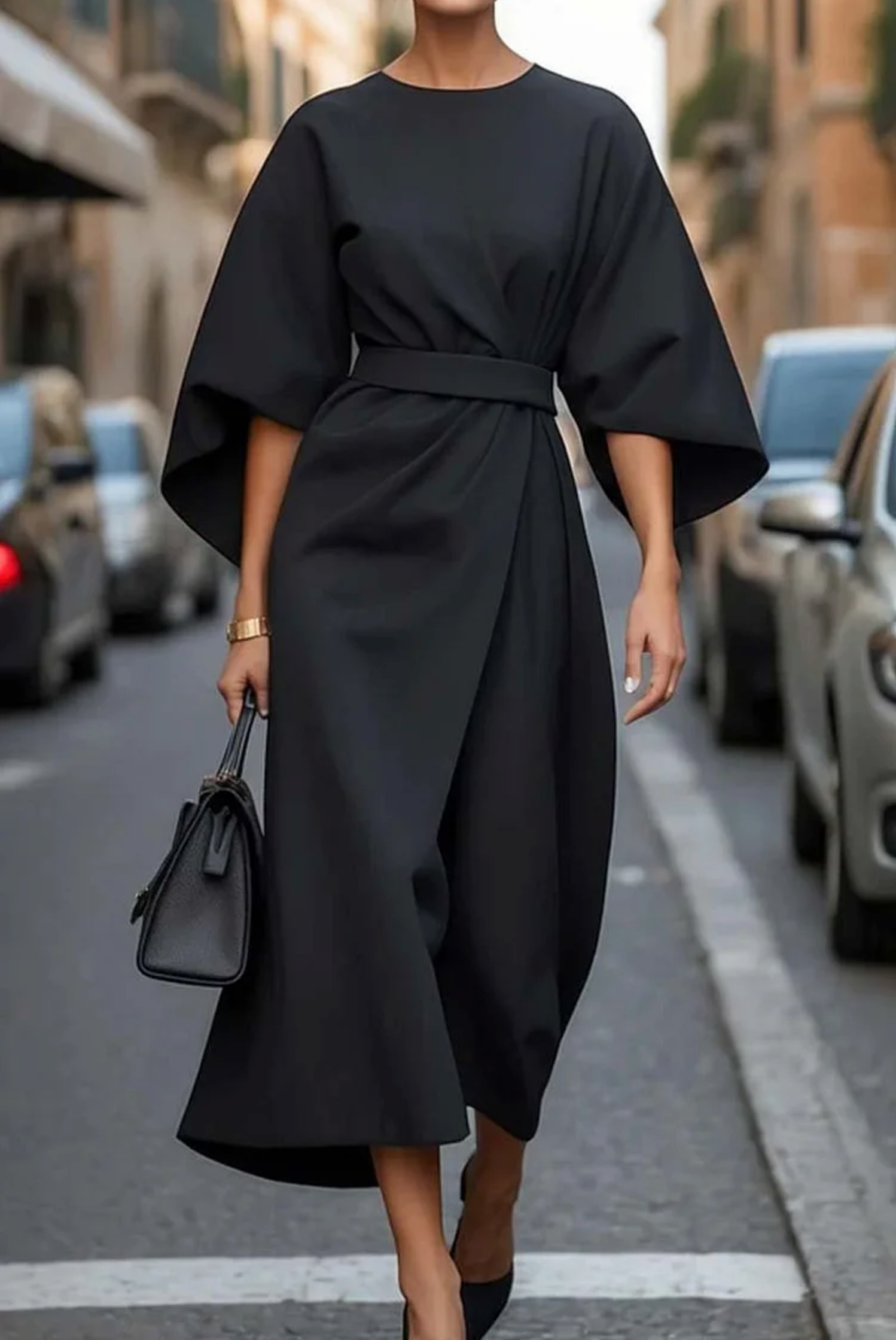 Louise Robe Élégante Femme – Design Féminin avec Manches Lanternes & Coupe Cintrée Ajustable