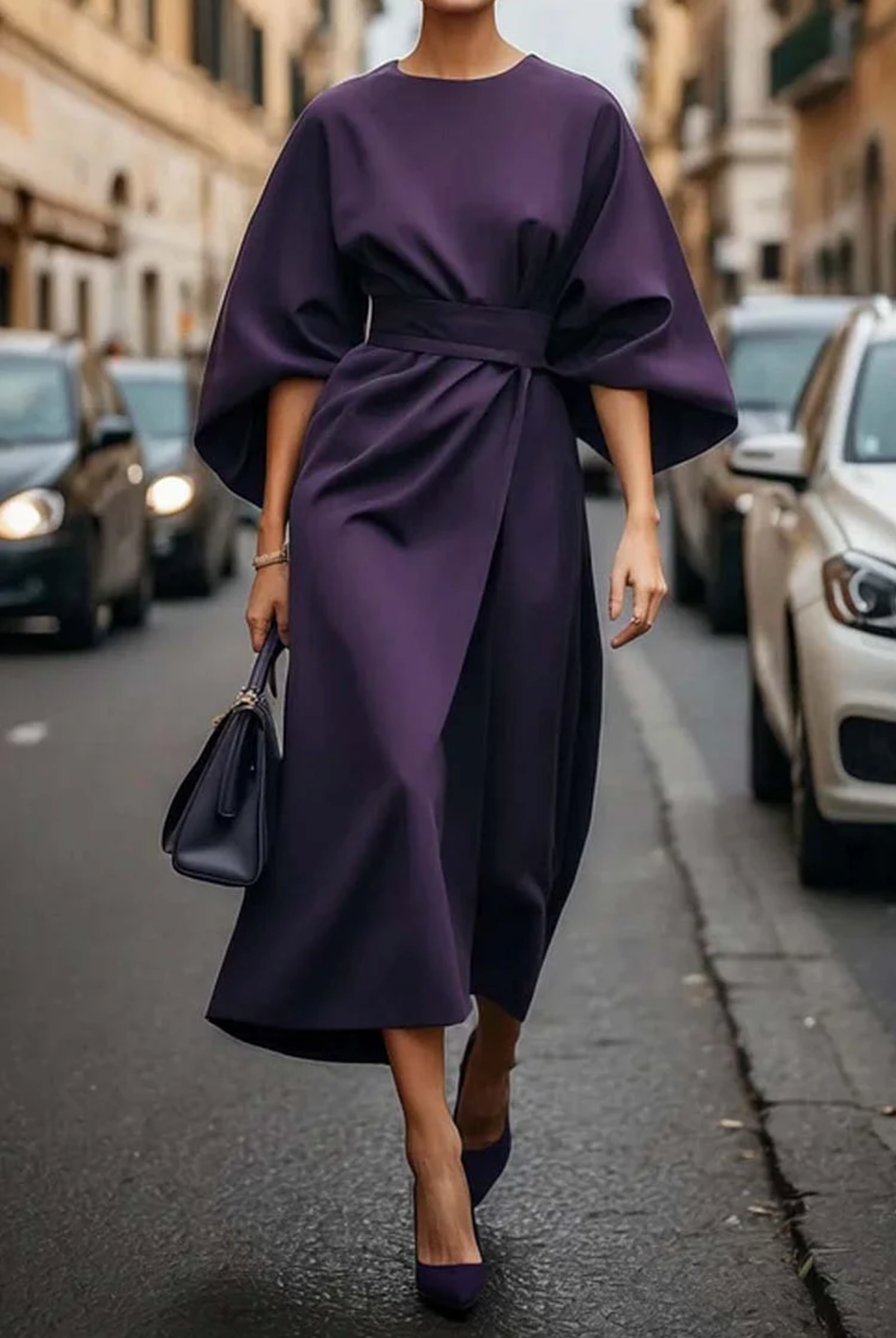 Louise Robe Élégante Femme – Design Féminin avec Manches Lanternes & Coupe Cintrée Ajustable