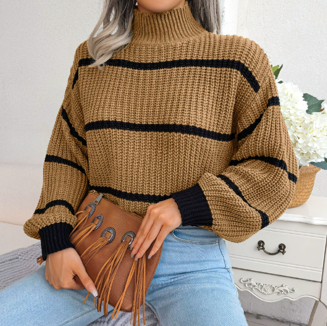 Ariyah Pull Femme – Pull à Col Montant en Maille Douce Chic & Confortable pour l’Hiver