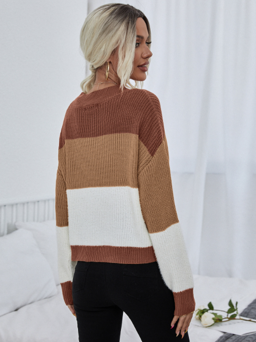 Rebecca Pull Femme – Pull Rayé Oversize en Tricot Doux & Chaud pour l’Automne-Hiver