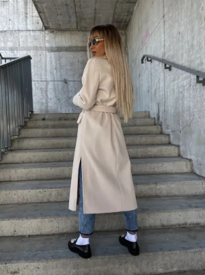 Talia Manteau Long Femme – Trench Hiver Élégant avec Ceinture & Doublure Chaude