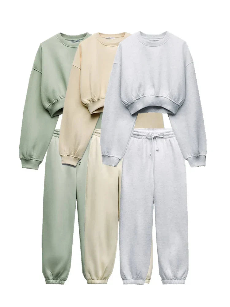 Merel Ensemble Confort Femme – Ensemble Deux Pièces avec Crop Top & Pantalon pour un Style Décontracté et un Confort Absolu