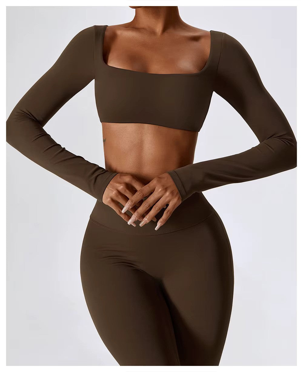 Leila Ensemble de Sport Femme – Tenue Respirante de Yoga & Fitness avec Legging Évasé & Haut Ajusté