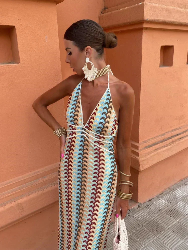 Aphrodite Robe de Soirée Femme – Élégante Robe Dos Nu avec Décolleté en V & Coupe Aérienne pour les Fêtes d’Été