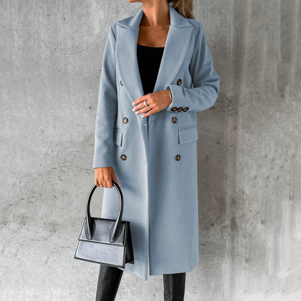 Georgia Manteau Long en Laine Mélangée pour Femme – Elegantes Design mit Notch-Revers in klassischen Winterfarben