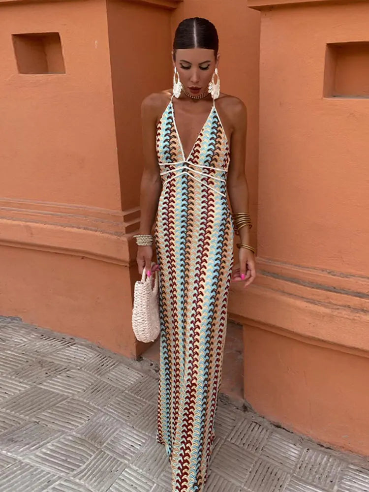 Abito da donna Vinna - Elegante abito senza maniche con scollo a V per l'estate e le occasioni informali