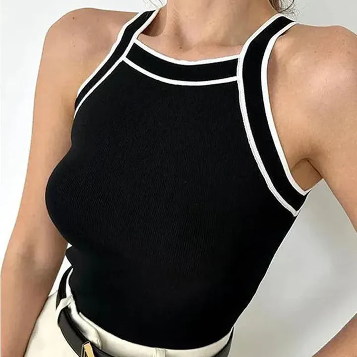 Haut femme Sophie – Haut noir et blanc à coupe classique et allure élégante