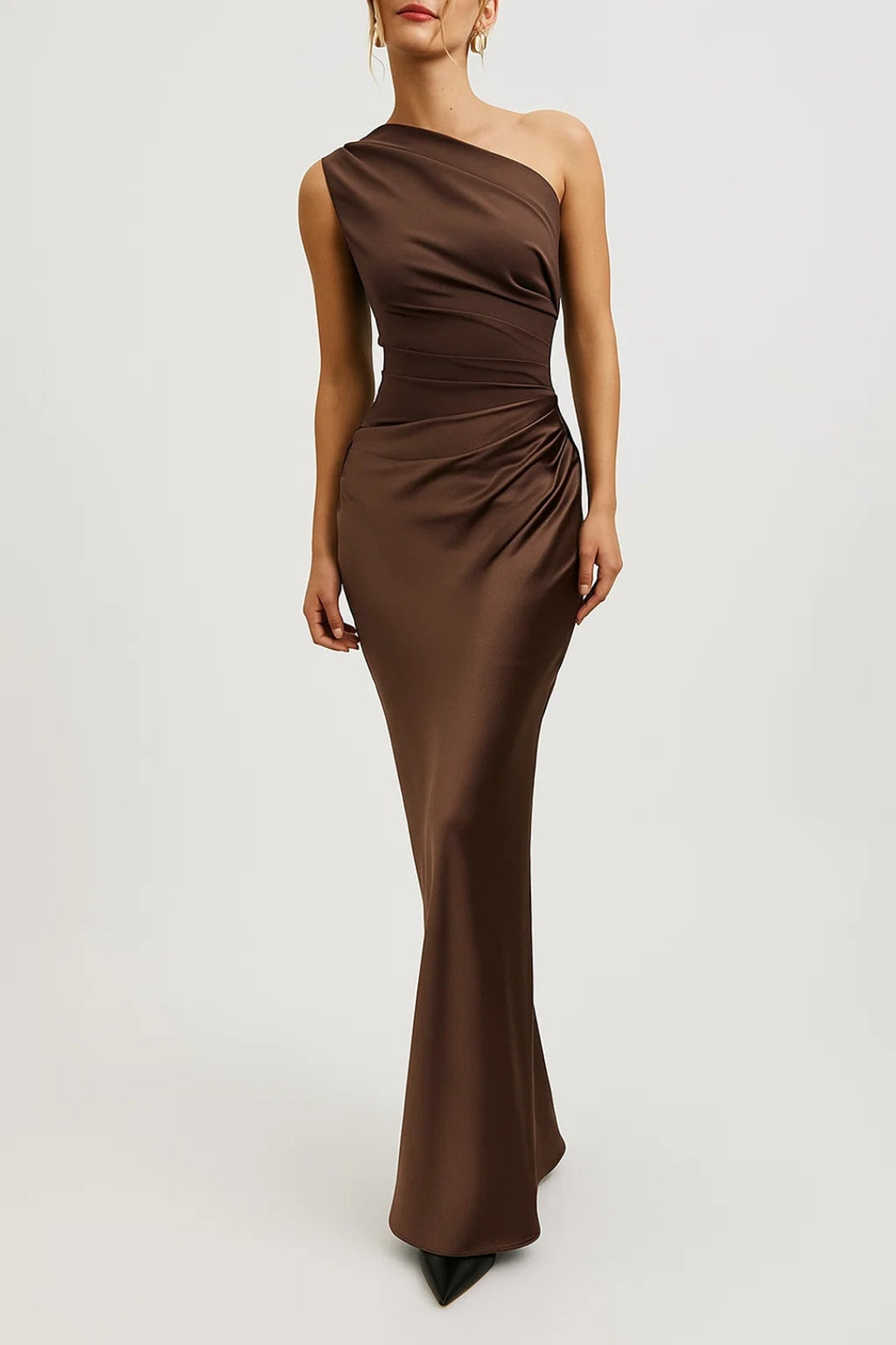 Clementine Robe Femme – Robe Longue Asymétrique en Satin Élégant pour Soirées & Événements