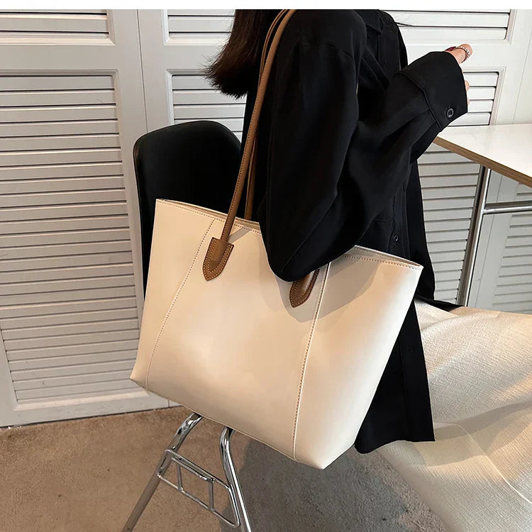 Jivika Geantă de mână pentru femei – Geantă mare din piele ecologică cu compartiment spațios și buzunare interioare