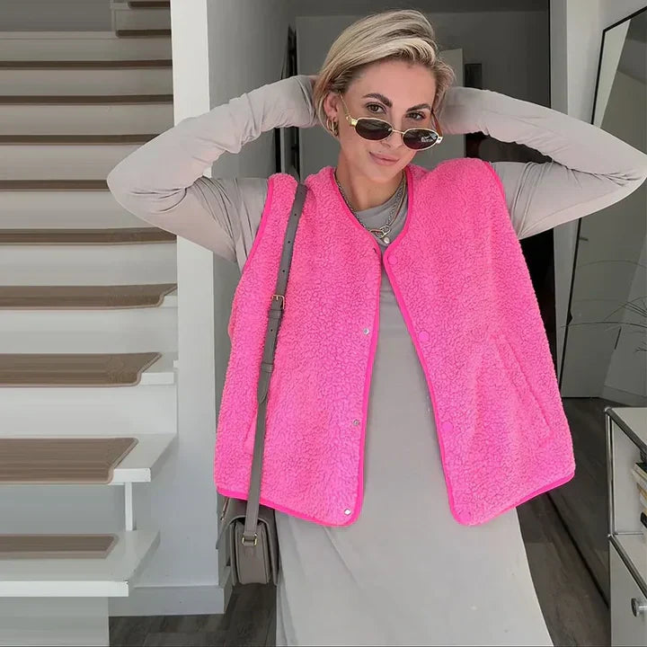 Eveline Gilet Teddy pour Femme – Veste Tendance et Cintrée pour Toutes les Occasions