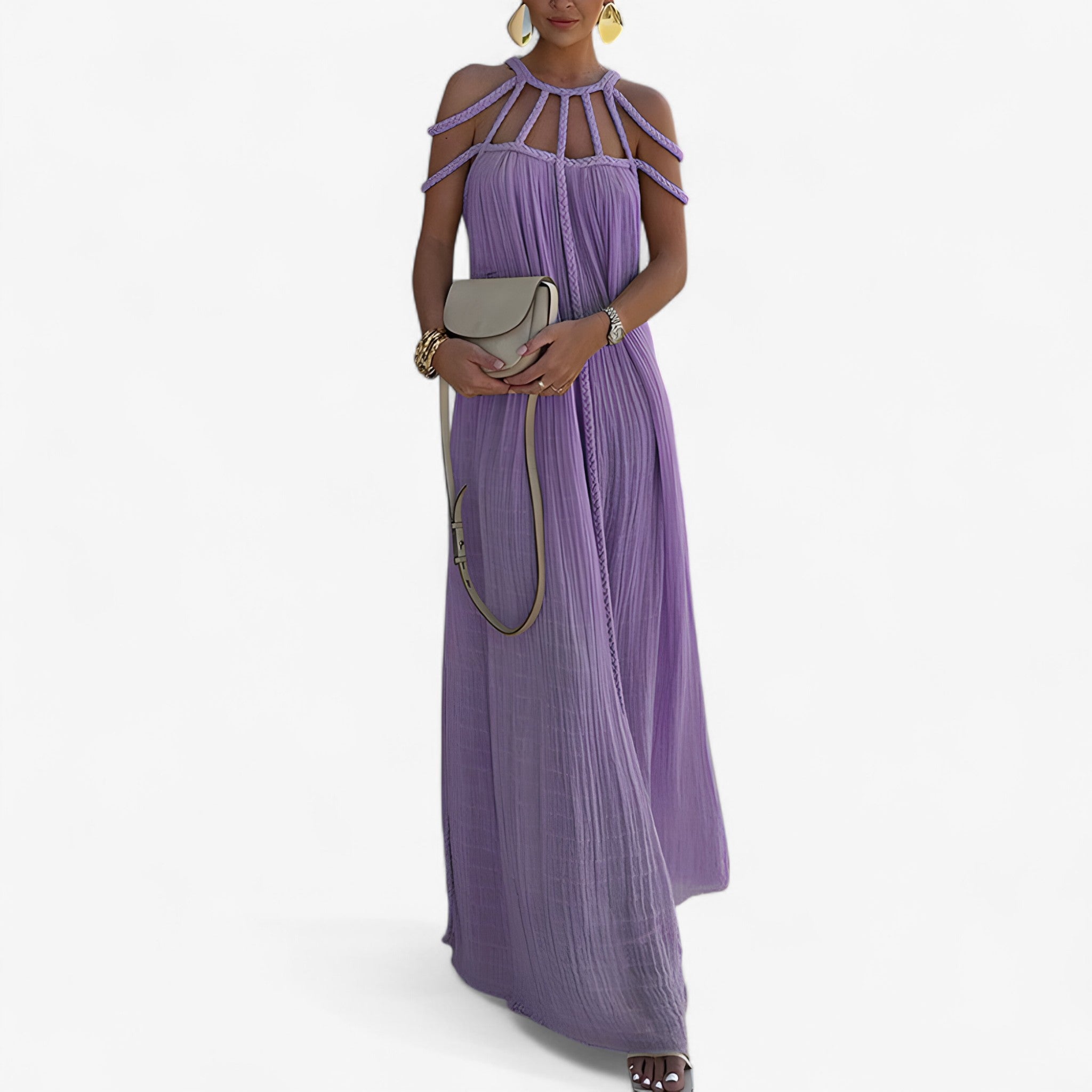 Abito lungo da donna Linette - Elegante abito lungo fluido con taglio dritto e stile versatile