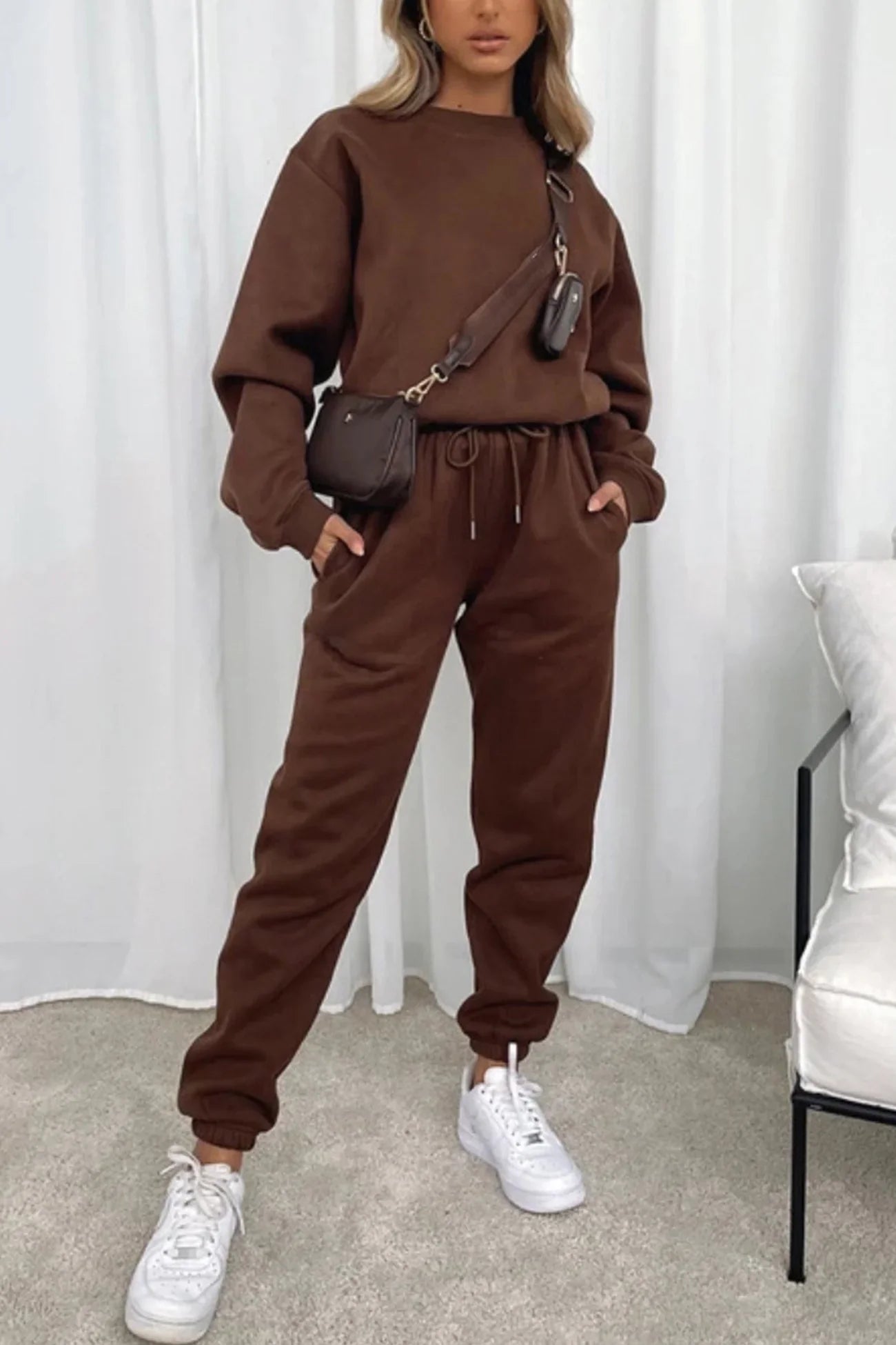 Ruby Ensemble Femme – Décontracté 2 Pièces avec Sweat-Shirt Ample & Jogging à Cordon