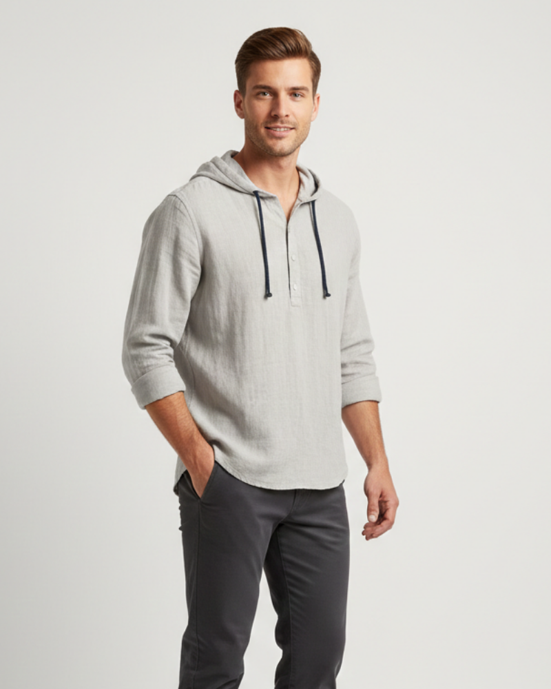 Noé Chemise Homme en Lin à Capuche – 100% Naturel, Respirante & Style Moderne