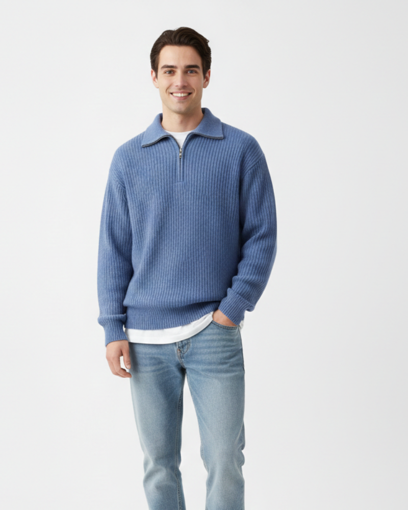 Jameson Men's Polo Tricot – Smart Casual Sweater with Classic Collar & Button Closure