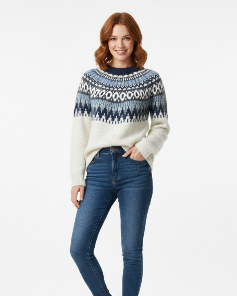 Жіночий светр Georgia вʼязаний – зимовий светр з північним візерунком Фейр-Айл та вільним кроєм