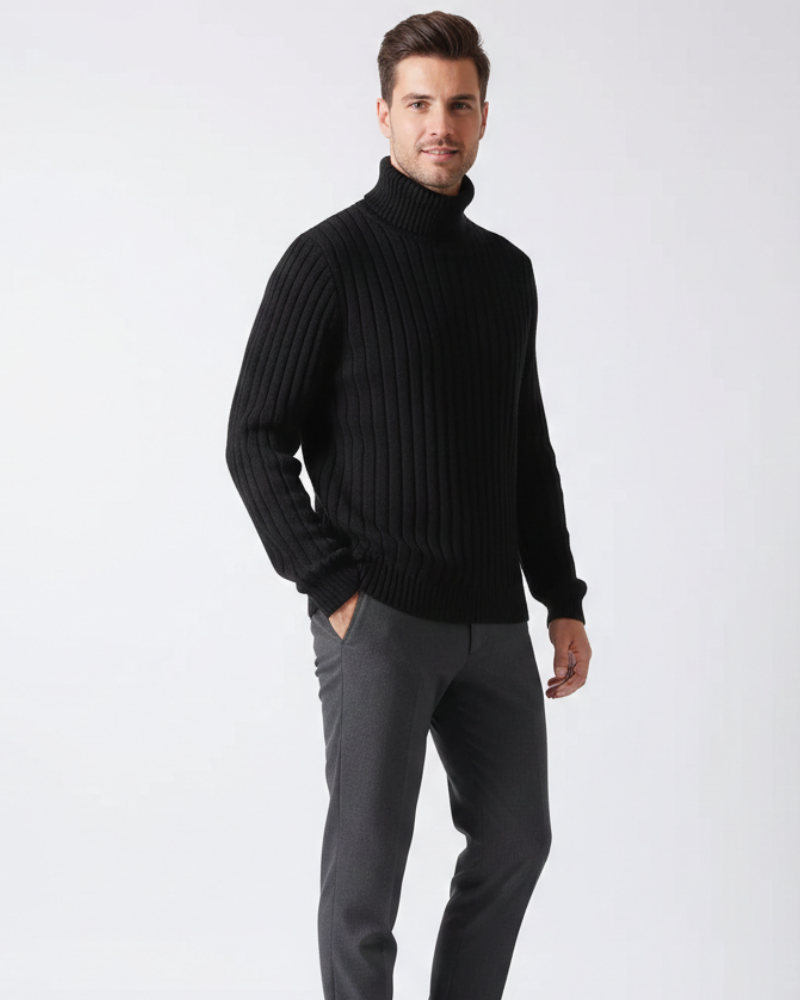 James Pull Col Roulé Homme – Maille Côtelée Confortable, Chaud & Élégant