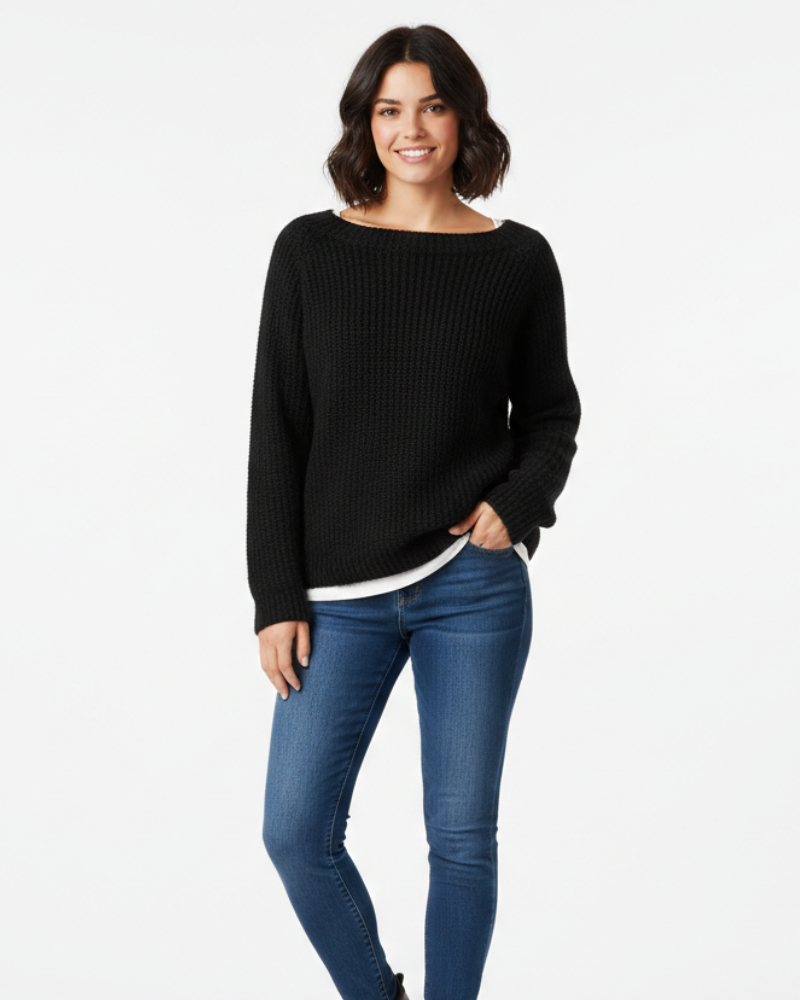 Daphne Pull Tricot Mujer Emora Nova – Tejido Suave, Escote Bote y Corte Cómodo