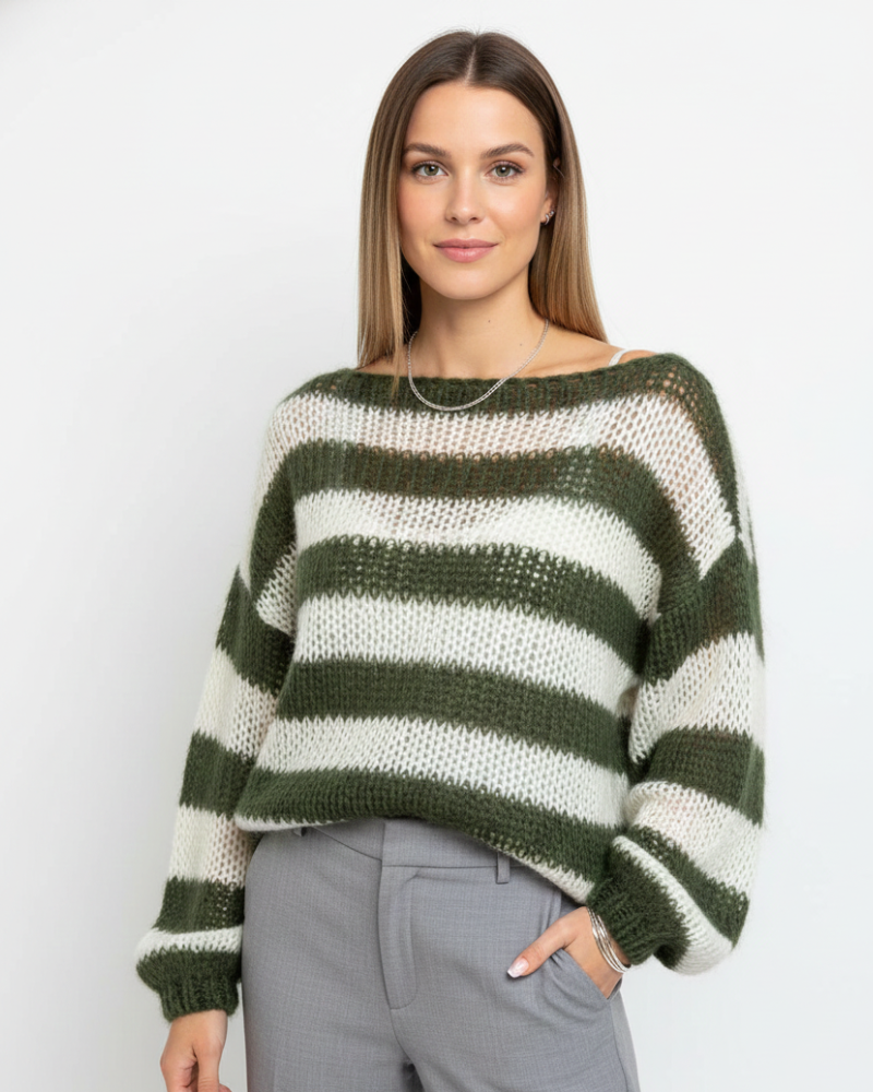 Жіночий светр Tes Pull Rayé Oversize – М'який в'язаний з вільним кроєм, круглим коміром і зручним стилем