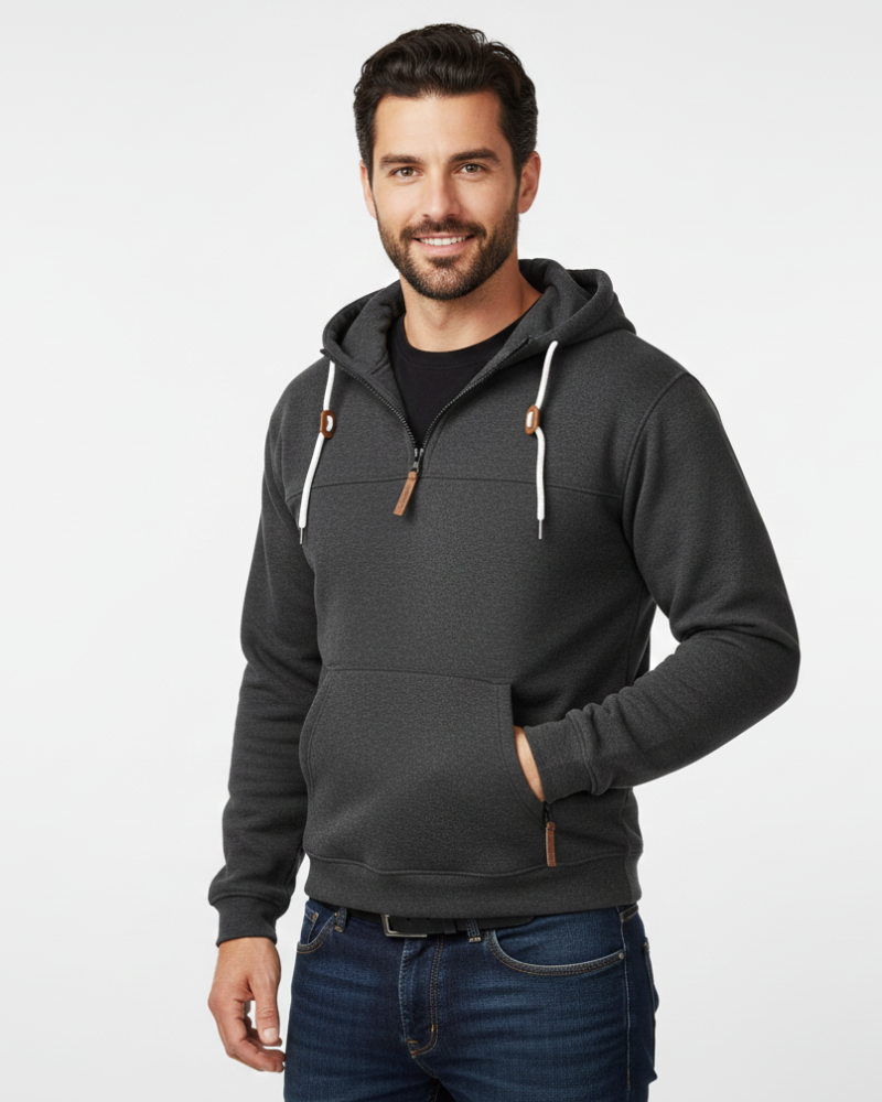 Jess muška zimska majica s kapuljačom – topla majica s kapuljačom s džepovima na patentni zatvarač i sportski stil