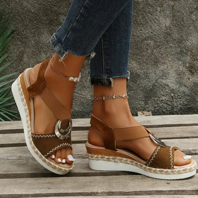 Sandali con zeppa da donna Willow - Sandali estivi glamour con tacchi comodi e look Riviera