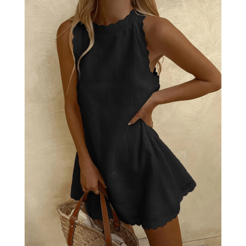 Abito midi da donna Tosca – Abito estivo leggero con elegante bordo smerlato e design senza maniche