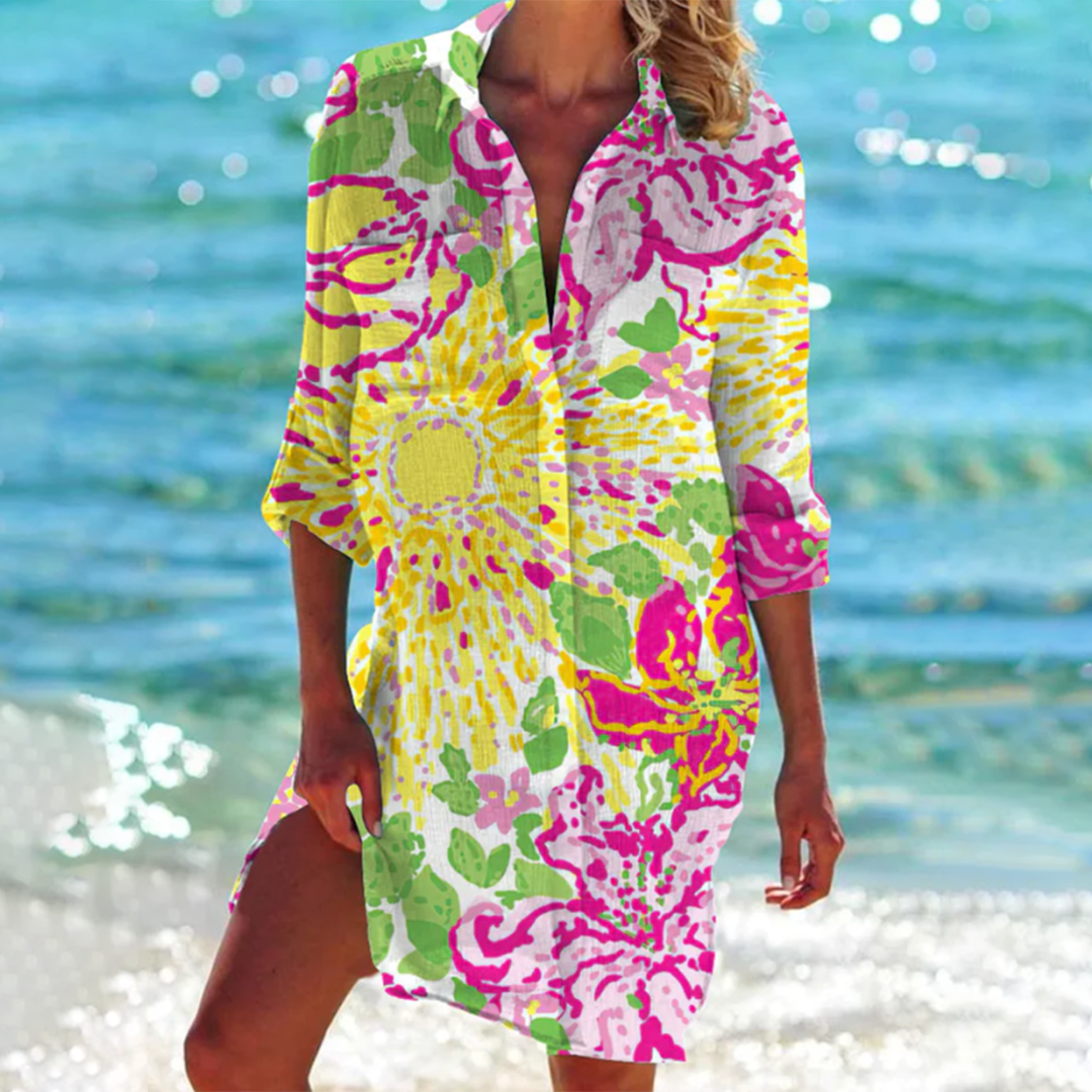 Valencia-Classic Abito camicia da donna - Elegante abito a trapezio nei colori estivi