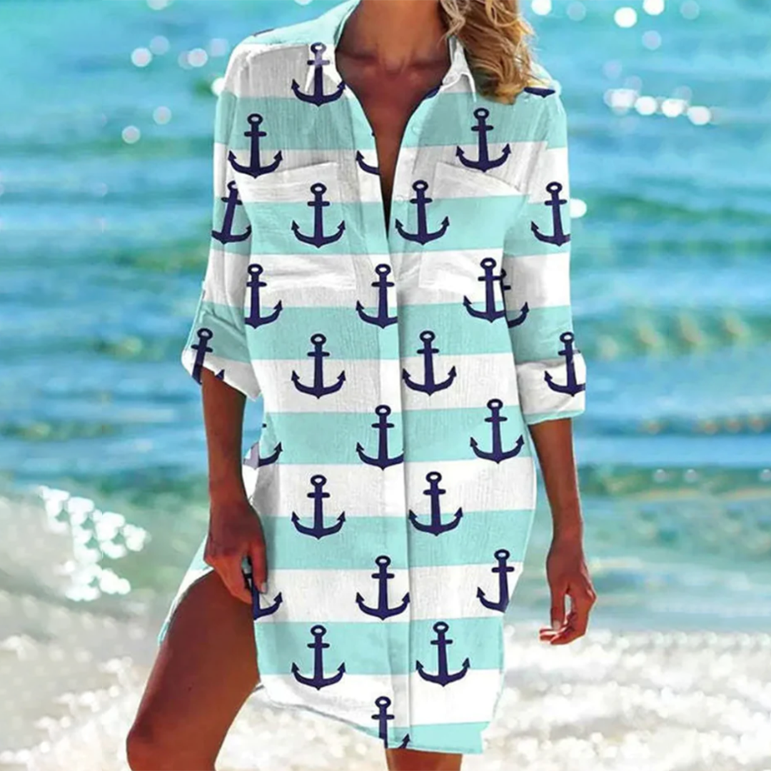 Valencia-Classic Abito camicia da donna - Elegante abito a trapezio nei colori estivi