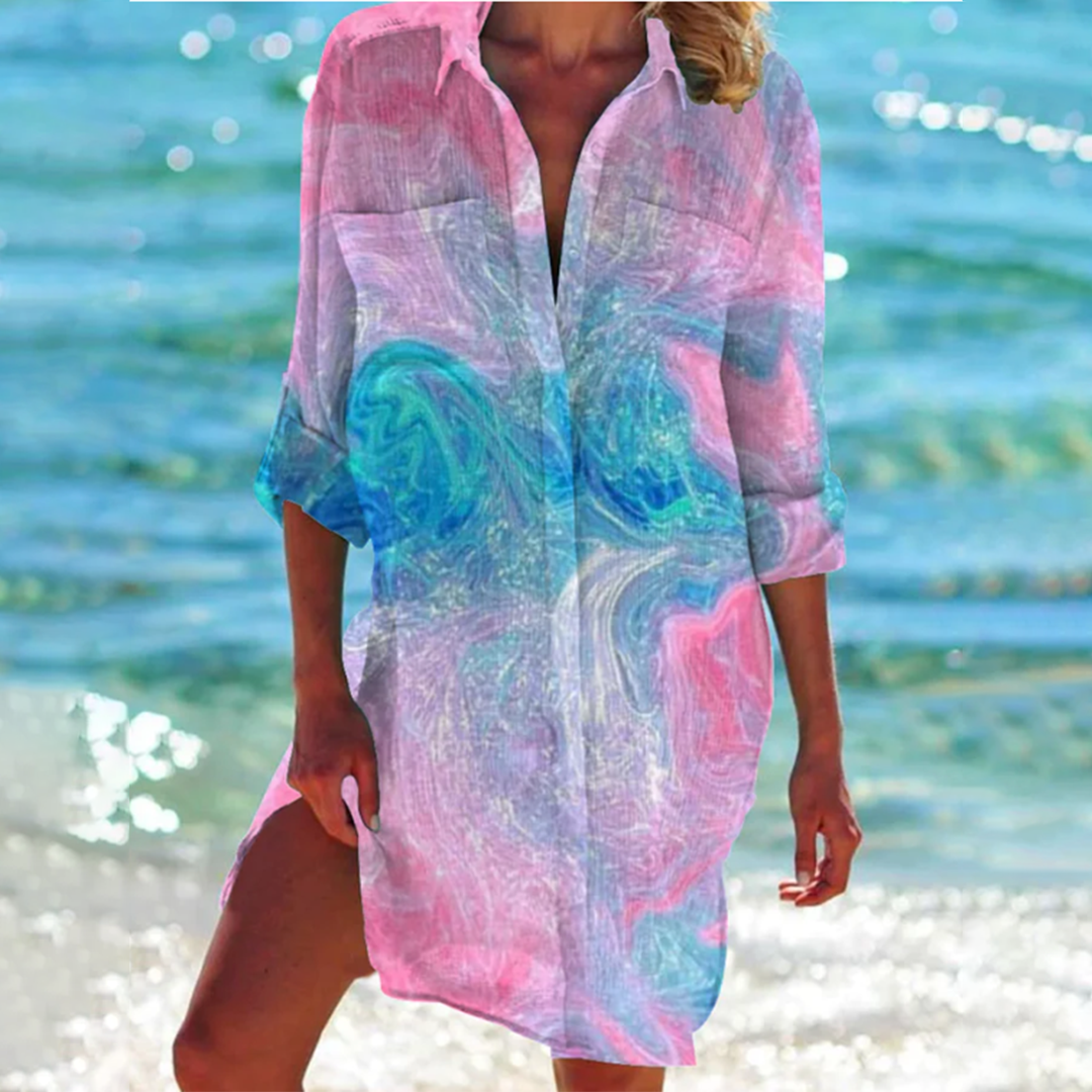 Valencia-Classic Abito camicia da donna - Elegante abito a trapezio nei colori estivi