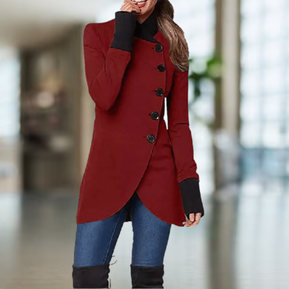 Cappotto da donna Cindi - Cappotto invernale asimmetrico caldo ed elegante per il comfort quotidiano