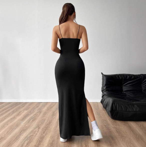 Abito lungo da donna Valessia - Elegante abito estivo senza maniche con spacchi e taglio sexy e fluido