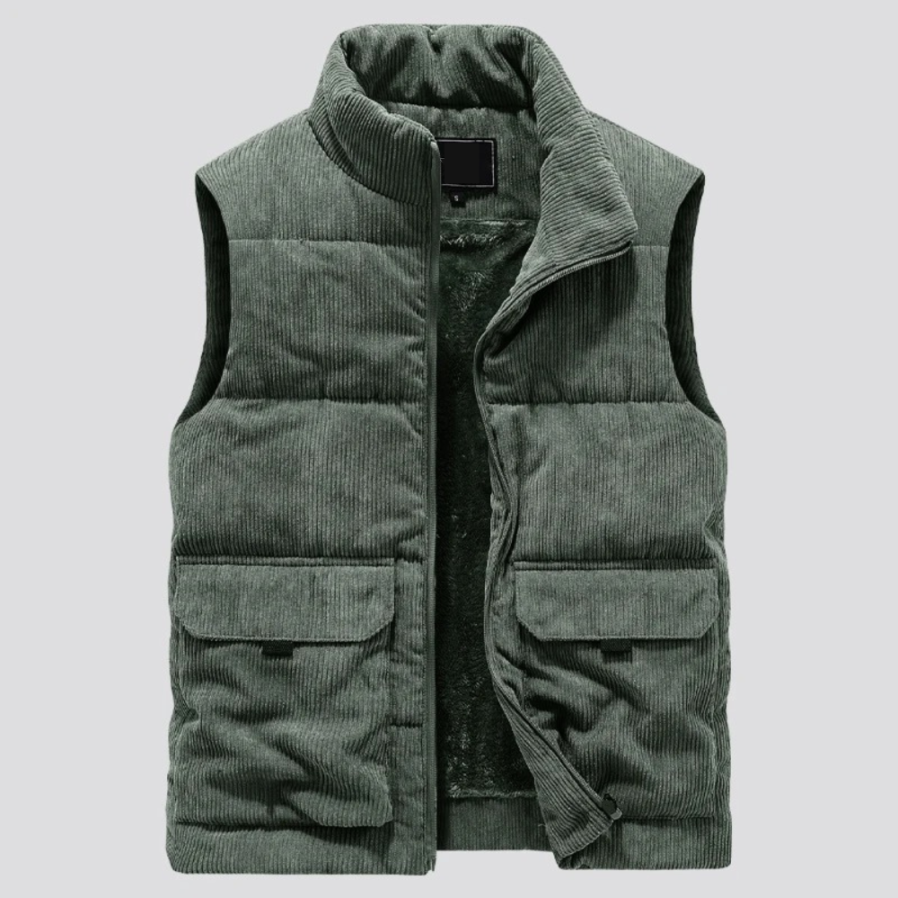 Aiden Gilet Homme en Velours Côtelé – Sans Manches avec Poches Pratiques & Fermeture Zip