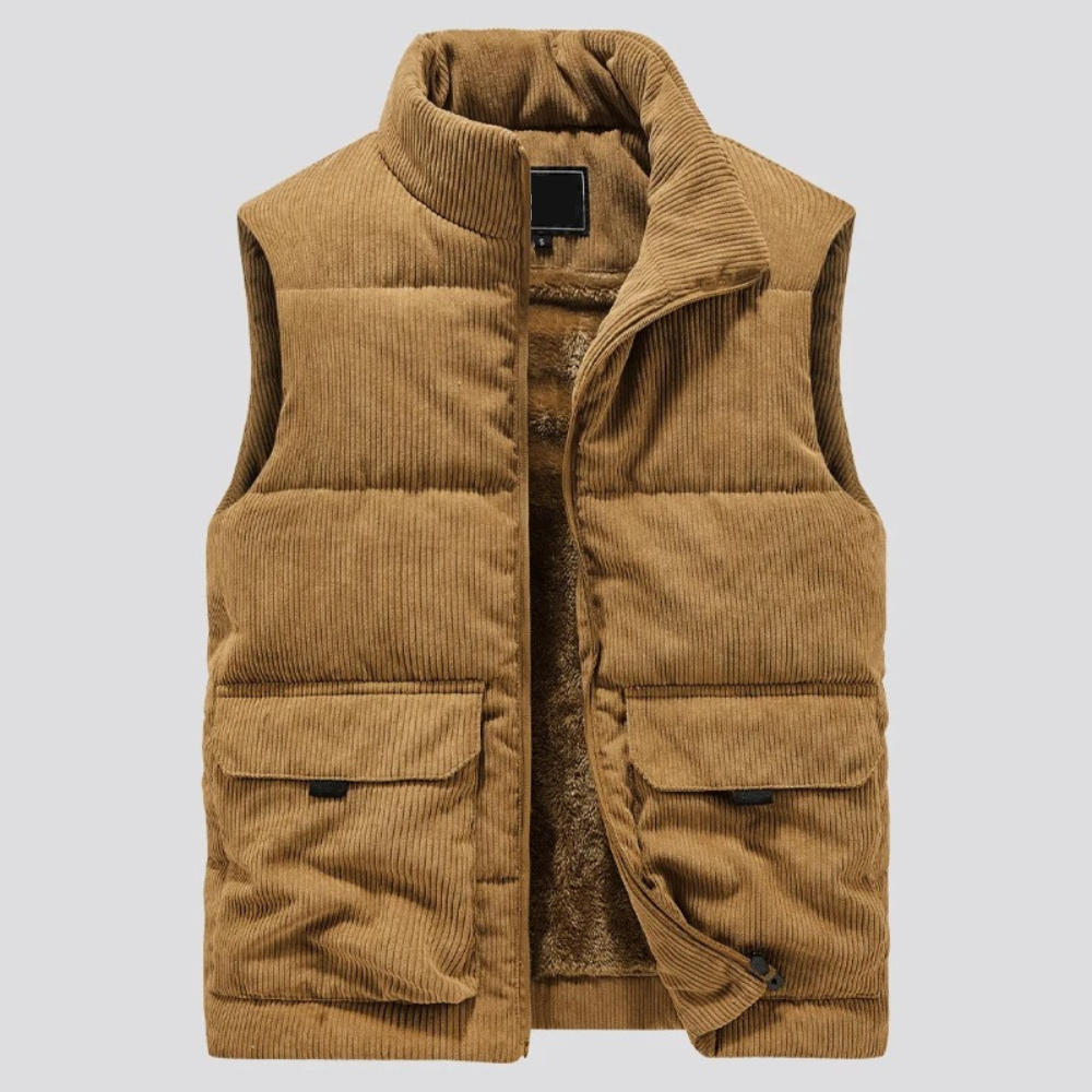 Aiden Gilet Homme en Velours Côtelé – Sans Manches avec Poches Pratiques & Fermeture Zip