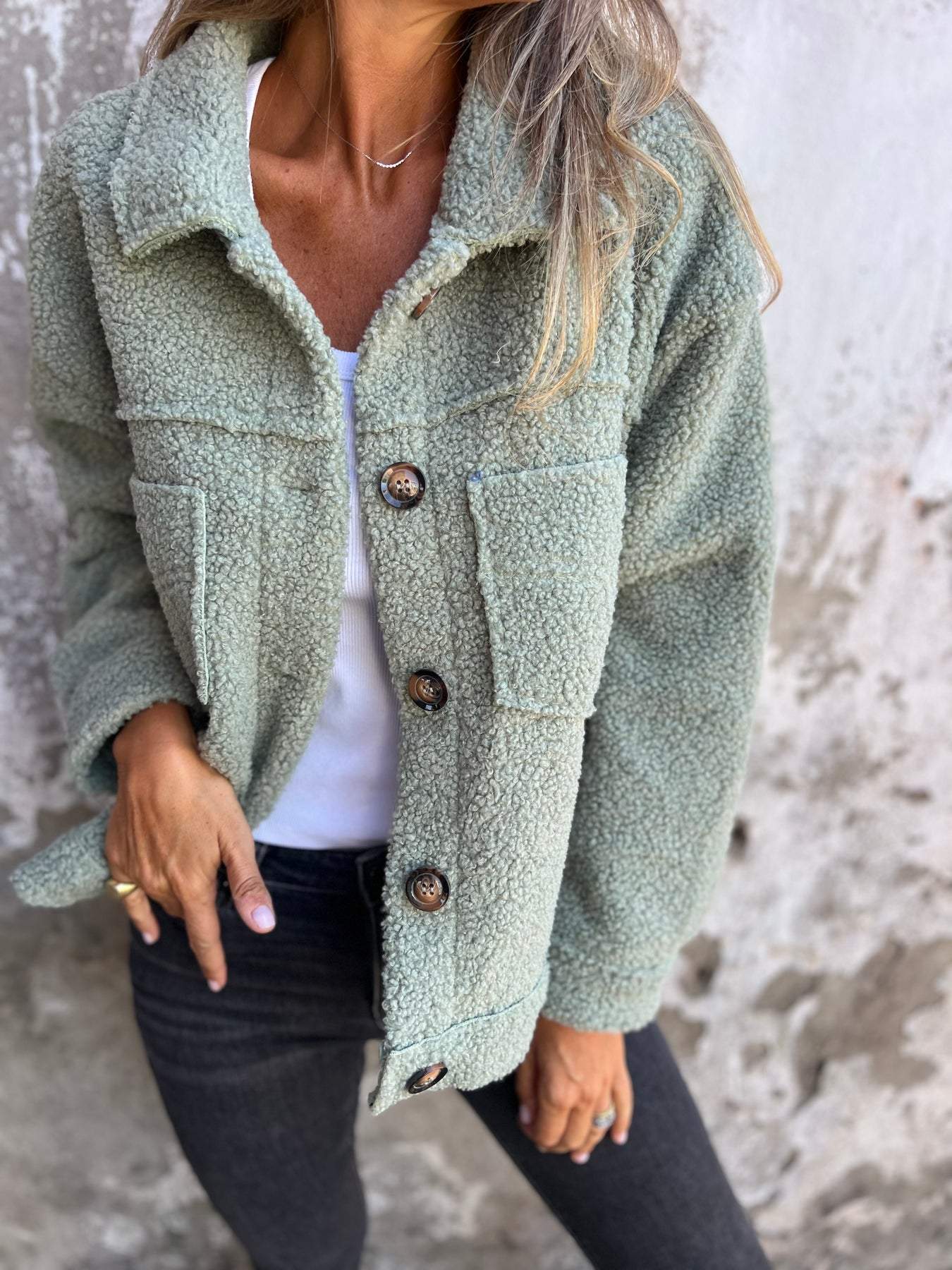 Manteau Femme Joanna en Laine Mélangée pour l’Automne – Manteau Élégant à Boutons avec Col à Revers