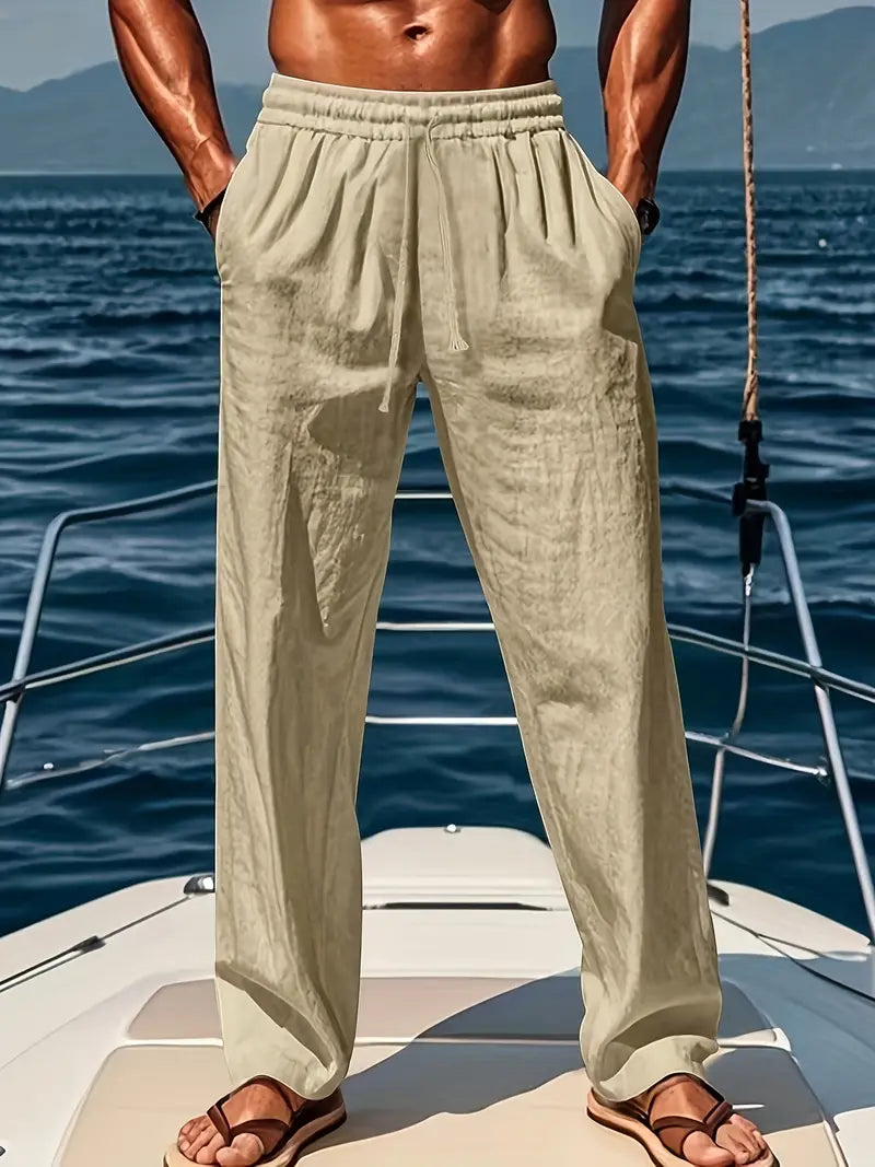 Pantaloni da uomo Ethan - Pantaloni larghi in lino traspirante con vestibilità ampia ed elegante stile estivo