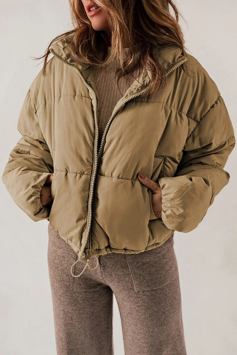 Mallory Doudoune Courte para Mujer – Abrigo de Invierno Oversize con Cuello Alto Caliente